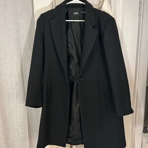 Zara women's black long coat